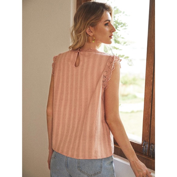 Cottagecore vintage style Ruffle sleeve tank Lace Detail Top white eyelet - Picture 8 of 11